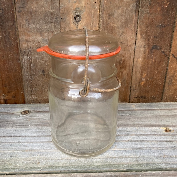 Hazel Atlas Canning Jar - Fruit Jar With Gasket And Wire Bail