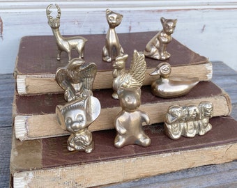 Vintage Brass Animal Figurine – Choice of Deer, Cat, Dog, and More