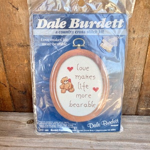 1985 Easy Cross Stitch Kit, Dale Burdett Cross Stitch Kit, 1980s Needlework, Love Makes Life More Bearable