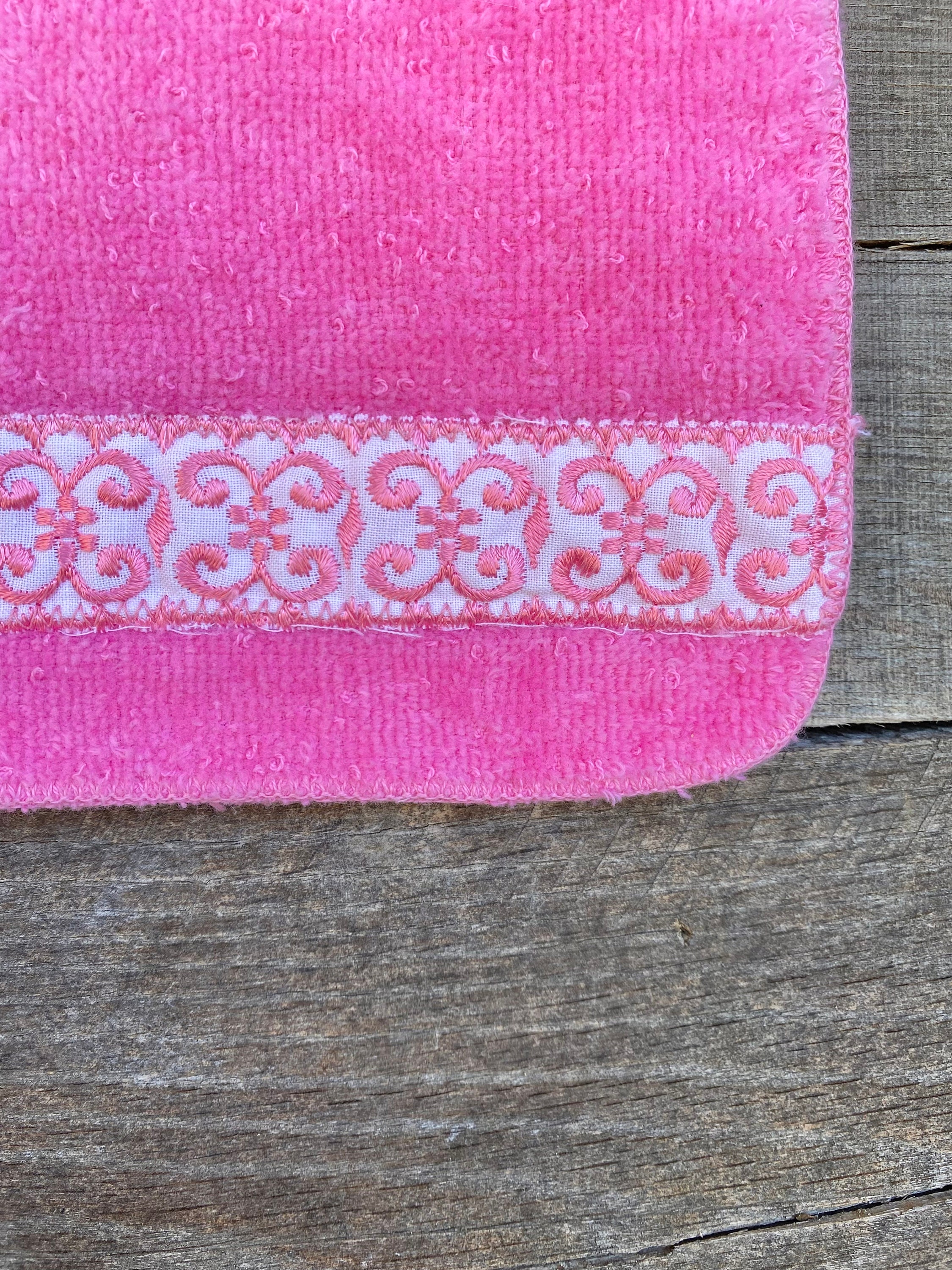 Vintage Bath Towel Set Vintage Pink Bath Towels With Fringe - Etsy