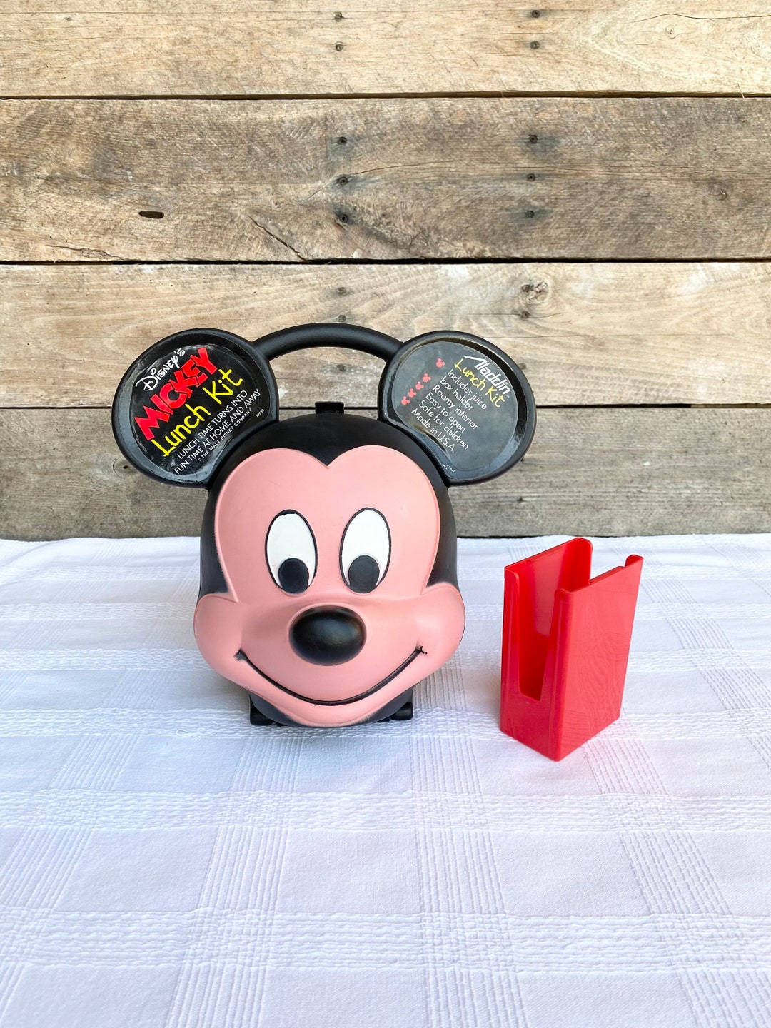Mickey Mouse Head Lunch Box With Juice Box Holder, Vintage Mickey Lunch Box by Aladdin Etsy