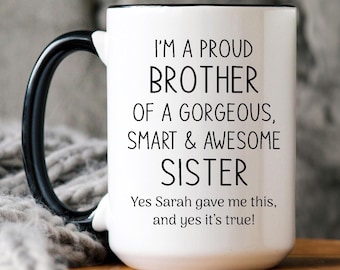 Regalo divertido para hermano de parte de su hermana, taza personalizada para hermano
