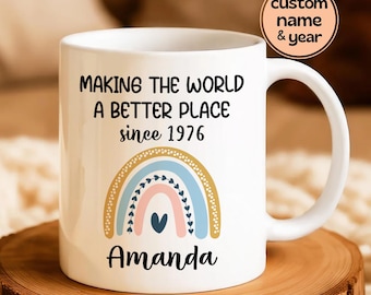 Regalo de 50 cumpleaños: Taza personalizada con nombre, desde 1976