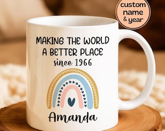 60th Birthday Gift: Personalized Name Mug, Since 1966