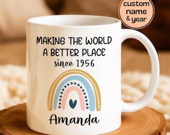 70th Birthday Gift: Personalized Name Mug, since 1956