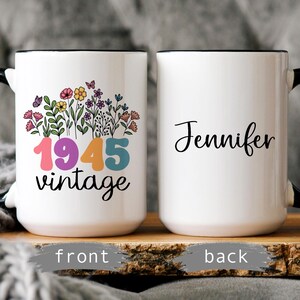 Personalized 80th Birthday Gift 80th Birthday Mug for Women Eightieth Birthday Present Turning 80 for Grandma Mom Aunt Friends Vintage 1945