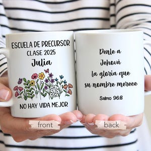Cadeau de l'école pionnière espagnole, Escuela De Precursor, JW Pioneer Gifts, espagnol, tasse personnalisée de l'école des pionniers, texte espagnol de l'année 2025