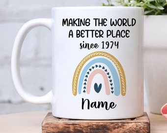 50th Birthday Gift, Birthday Gifts For Women, For Men, 50th Birthday Mug, Turning 50, Personalized 50th Birthday Present, 1974 Cup, 50s Gift