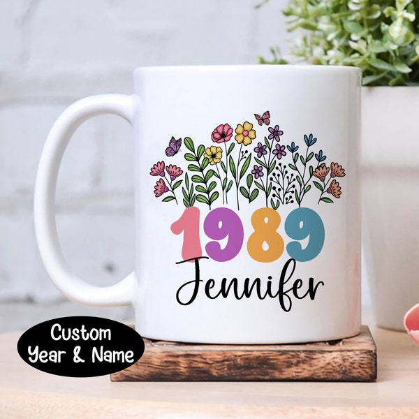 35th Birthday Gift for Women Personalized 35th Birthday Mug Custom Name Mug Vintage 1989 Coffee Cup for Friends Sister Cousin Niece Daughter