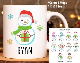 Personalized Kids Christmas Mug: Snowman Hot Chocolate Gift