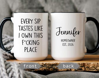Regalo para nuevo hogar: Taza para nuevos propietarios, taza de café personalizada para inauguración de casa.