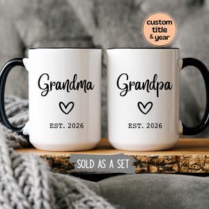 Ensemble de tasses grand-mère et grand-père : faire-part de grossesse, cadeau pour les nouveaux grands-parents