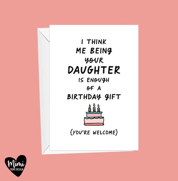 Mom Dad Birthday Card Gift From Daughter Funny Mom Birthday Etsy