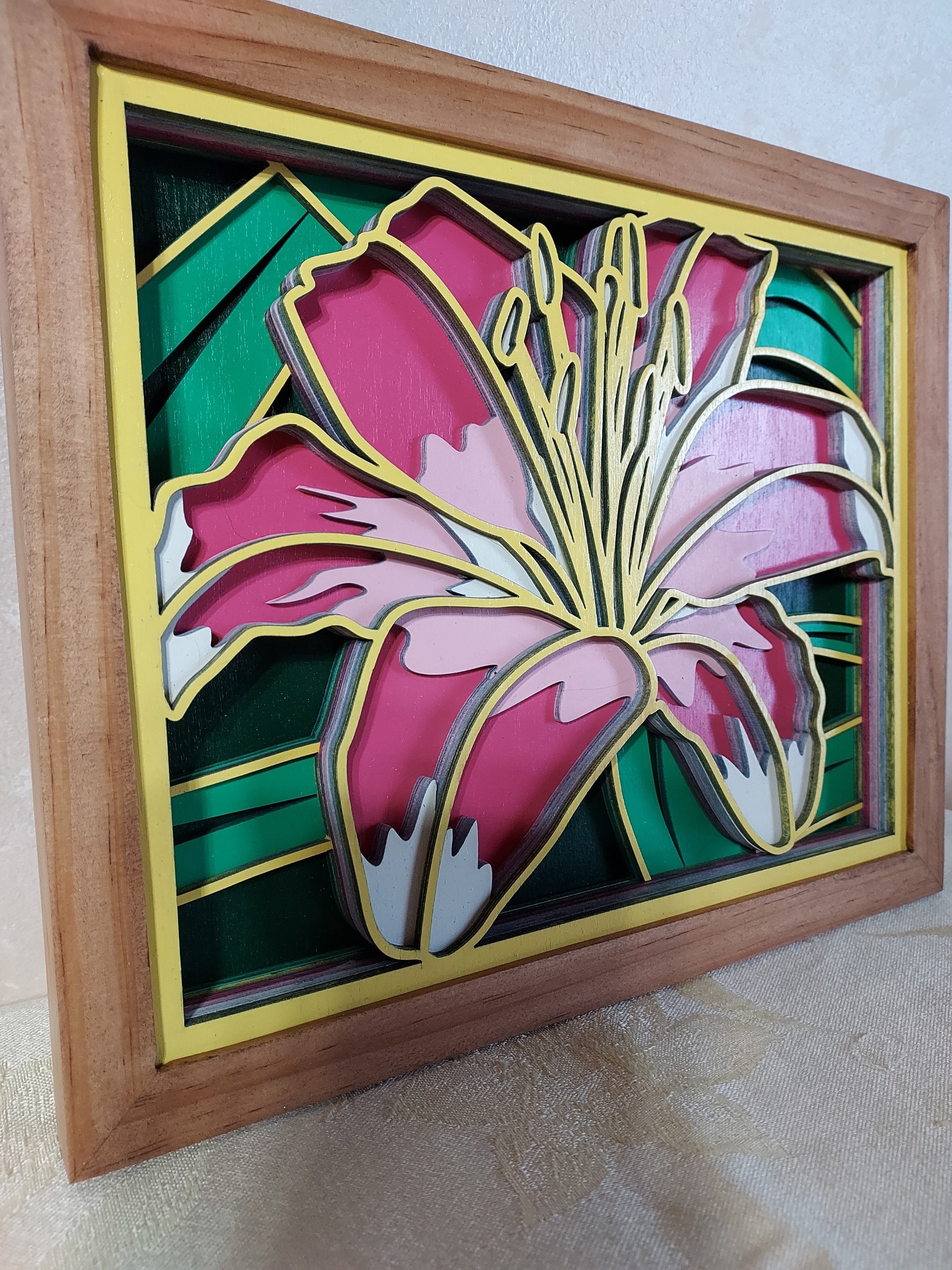 3D Lily Layered Art | Wooden Layer Art | Wood Cutout | Laser Cut Gifts ...