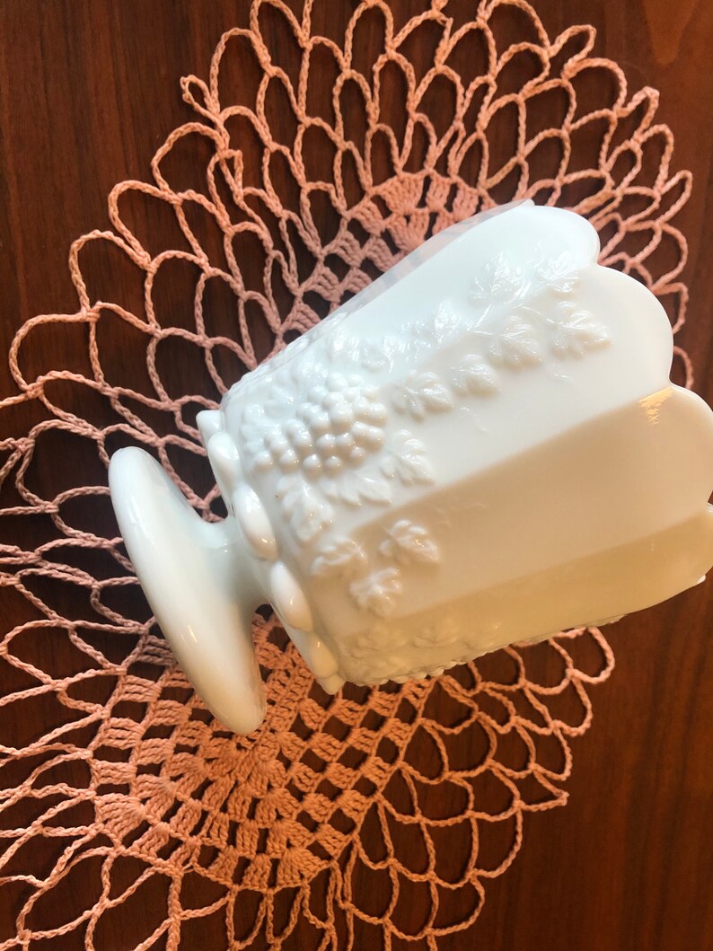 Vase 5 inch Jardiniere Westmoreland Milk Glass Paneled Grape Jardiniere Planter Footed