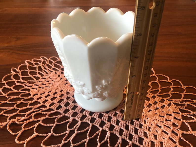Vase 5 inch Jardiniere Westmoreland Milk Glass Paneled Grape Jardiniere Planter Footed