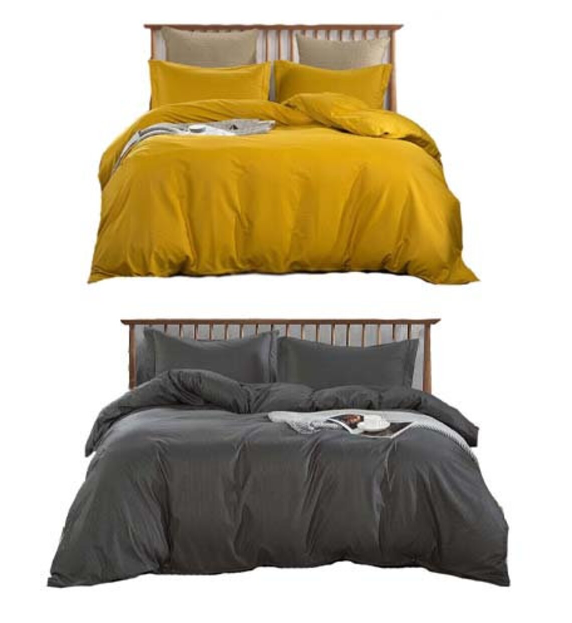 Yellow And Grey Duvet Cover Set Microfiber Duvet Set 3 Pieces Etsy