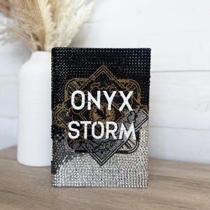 Handmade Rhinestone Bedazzled Onyx Storm Book by Rebecca Yarros