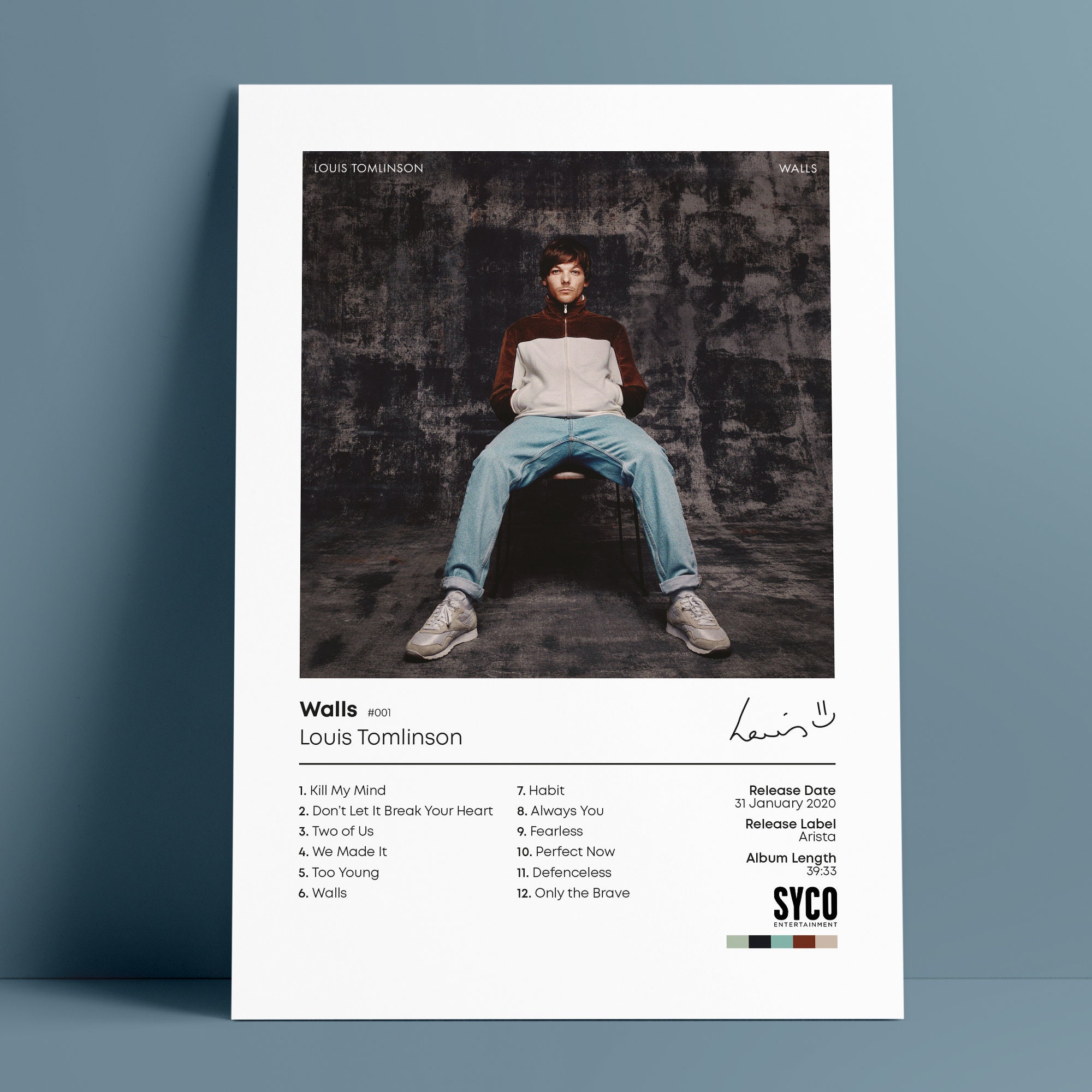 Louis Tomlinson Walls Album Spec Cover Poster Print Uk Etsy