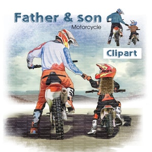 Clipart Motorrad "Vater und Kinder", Custom Portrait, Clip Art, Geschenkideen, Custom, Sublimation Design PNG, kommerzielle Nutzung