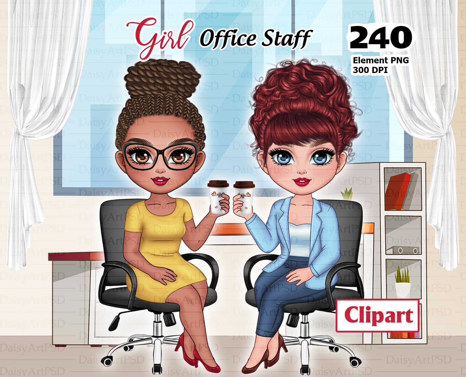Office Girl Chibi Clipart: Business Woman PNG (digital Download) - Etsy UK
