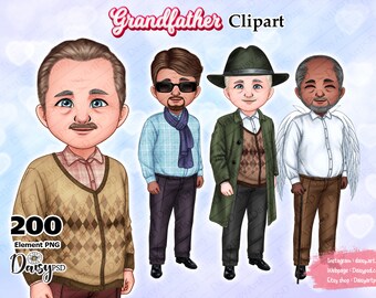 Grandfather Clipart: Father's Day PNG Images (Digital Download)