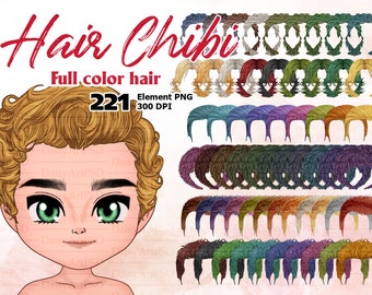 Hairstyles Boy clipart: &quot;HAIR CHIBI&quot; Custom hairstyles. Hair Man. Hair clipart Planner Clipart. Sticker clipart Colorful Hair Clipart