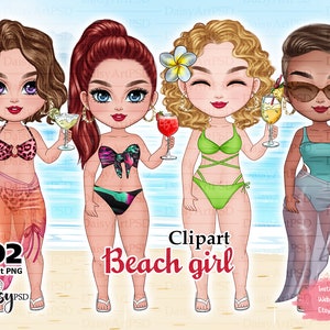 Beach Girl Chibi Clipart parte 3, Best Friends Summer Drinking Cocktails, Amico clipart, Summer Girls png, Beach Tropical, Soul Sisters PNG