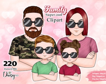 Family With Arms Crossed Clipart Part 02, Big Family Clipart, Mom Dad Clipart, Mother's Day, Father's Day, Parents and Kids Clipart.