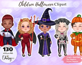 Clipart Halloween-kinderen: Trick or Treat-kostuums (digitale download)
