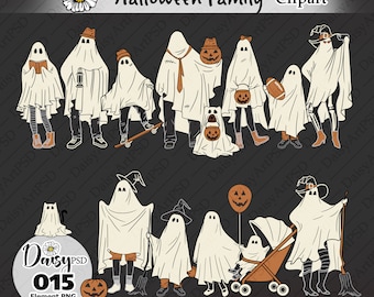 Halloween Ghost Family Portrait PNG: Custom Digital Art (Digital Download)