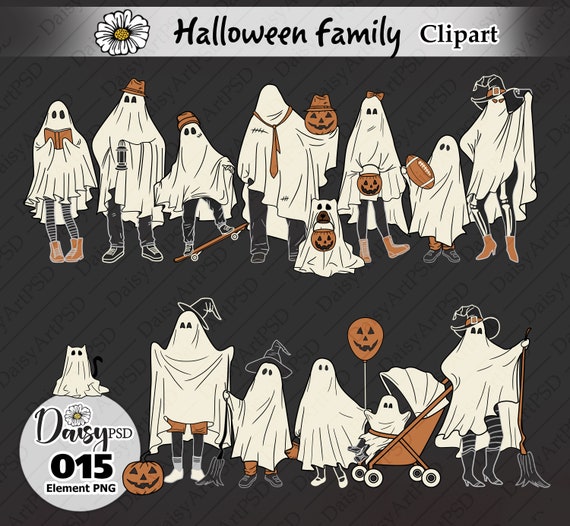 Halloween Ghost Family Portrait PNG: Custom Digital Art (Digital Download)