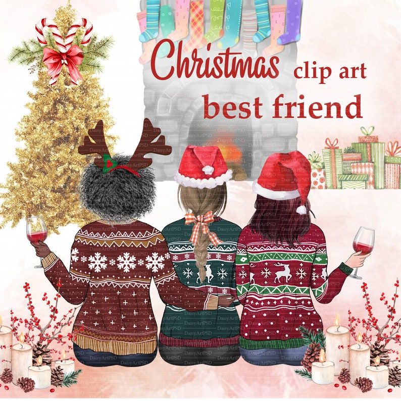 Best Friends Besties Clipart Winter. Clipart Custom