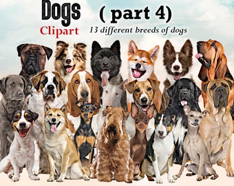 Dog Breeds Clipart: Customizable Dog Lover Art (PNG Digital Download)