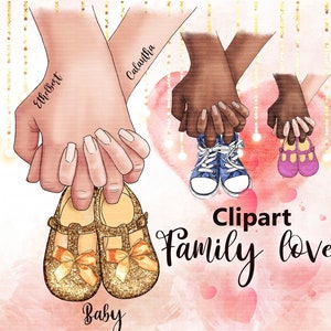 Family clipart, Family love clipart, Baby shoes clipart, Parents love clipart, Mother and father art, Baby shoes clipart, Parents love.
