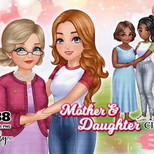 Imágenes prediseñadas de madre e hija, mejor mamá, amor de madre, mamá negra, abuela y nieta, día de la madre, imágenes prediseñadas familiares, PNG personalizado