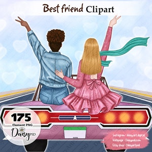 Beste Freunde Clipart, Mädchen Clipart, Besties Clipart, Schwestern Geschenke DIY, Mode Mädchen, Seele Schwestern Clipart, anpassbare PNG.