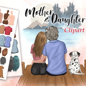 Clipart madre e hija: "ABUELA CLIPART" Clipart del Día de la Madre , Clipart Madre e hija , Mejor hija , Mejores amigos
