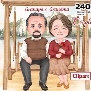 Pareja de ancianos Chibi Clipart, abuelo y abuela, pareja de ancianos molestos, viejos amigos, anciano y abuela, familia antigua