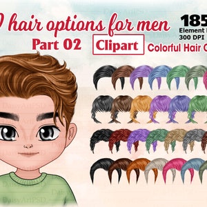 ヘアスタイル 男性 クリップアート: 「ヘア チビ パート 02」 カスタム ヘアスタイル。 ヘア マン。 ヘアスタイル選択クリップアート。 ステッカー クリップアート カラフルなヘア クリップアート