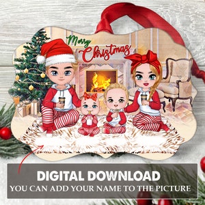 Natale in famiglia fai da te. Modello rettangolare decorativo a sublimazione/immagine personalizzata. Download digitale del modello di orecchini