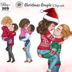 Weihnachten Paar Clipart: Urlaub Portrait Maker (PNG Digital Download)