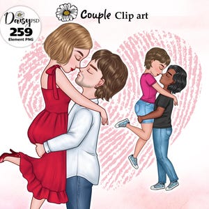 Couples Clipart, Holiday Portrait Maker Customizable, Valentine's Day Clipart, Romantic Family Couple.