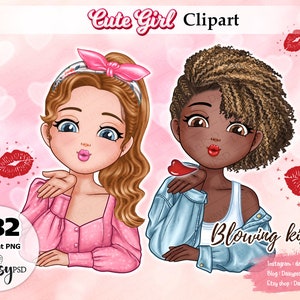 Imágenes Prediseñadas de besos que soplan, linda chica Chibi, imágenes prediseñadas de mejor amigo, afroamericano, imágenes prediseñadas de hermana, imágenes prediseñadas de Bestie, personalizar archivos Png.
