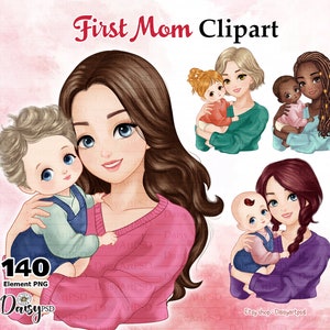 Eerste moeder clipart, moeder leven clipart, Moederdag, moeder en baby clipart, familie clipart, moeder clipart
