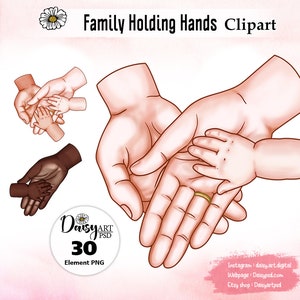 Familie Händchen haltend Clip Art, Baby Shower, neue Familie Clip Art, Neugeborene, DIY Geschenk, digitaler Download.