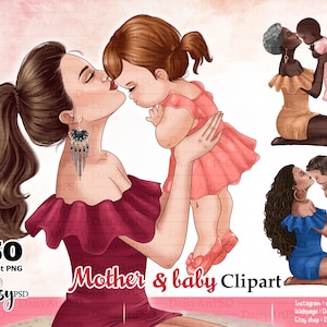 Happy Mother's Day clipart, First Mom clipart, Mom and baby clipart, Son clipart, daughter clipart, Mother clipart, PNG files