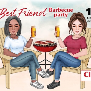 Barbecue Party clipart: "Best Friends Clipart". Camp Custom, Summer fashion Graphics Outdoor clipart, Travel clipart, Gifts Customizable.