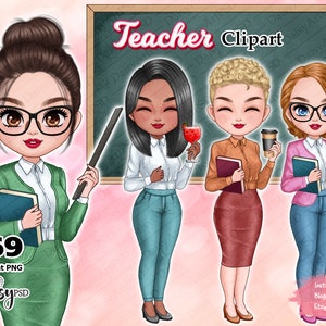 Clipart Chibi Professor, Volta às Aulas, Clipart Escritório, Clipart Escolar, Sublimat Professores, Dia do Professor.