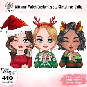 Clipart delle migliori amiche di Natale, Clipart delle migliori amiche, Clipart della famiglia, Cocktail di Natale per ragazze, Clipart delle sorelle dell'anima, Clipart personalizzabili.